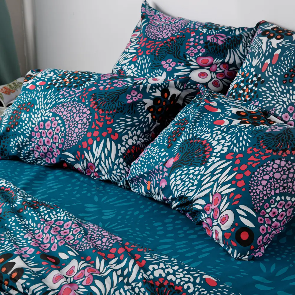 Фото 2 Комплект постельного белья Ночь Нежна Royal Морские цветы 70714-1+70715-1 Поплин 2 сп. евро 70x70 см (2) книжка