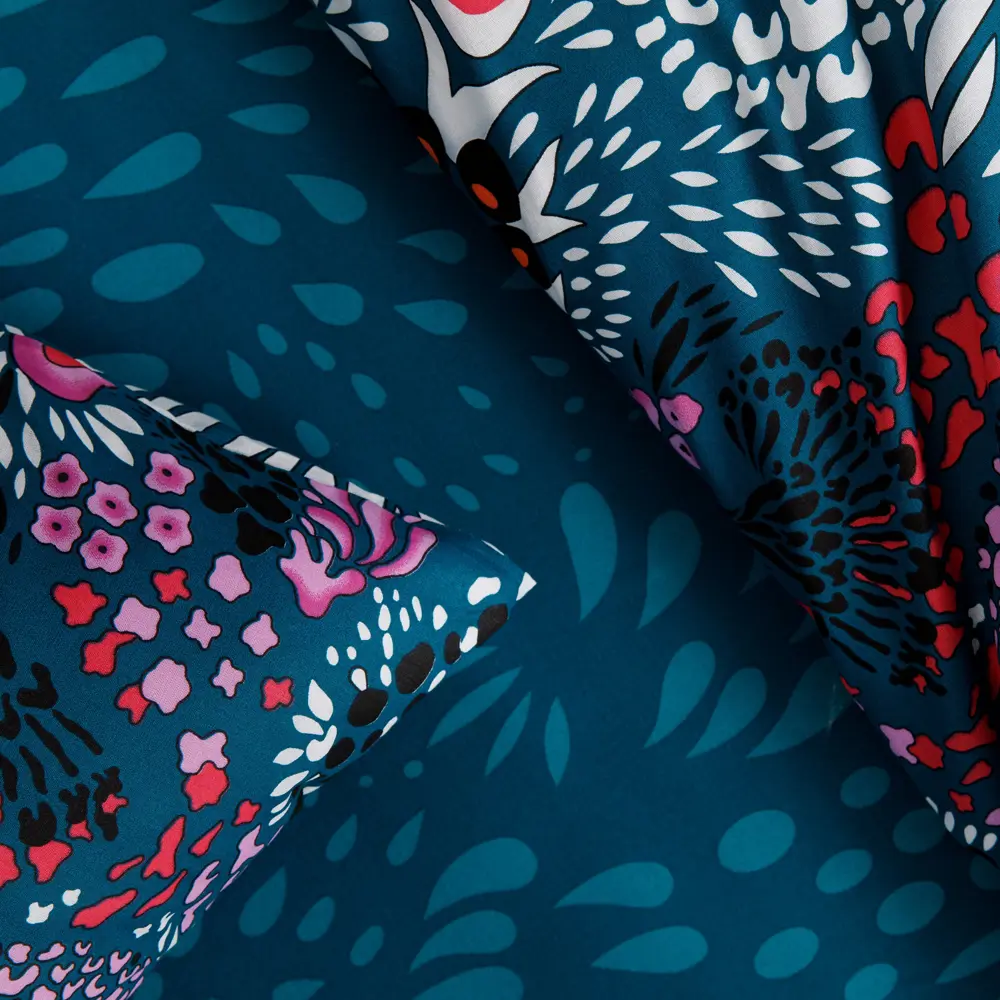 Фото 4 Комплект постельного белья Ночь Нежна Royal Морские цветы 70714-1+70715-1 Поплин 2 сп. евро 70x70 см (2) книжка