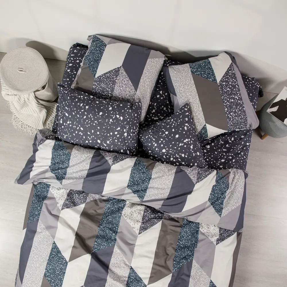 Фото 2 Комплект постельного белья Ночь Нежна Флорида 70508-1+70509-1 Поплин евро 70x70 см (2)