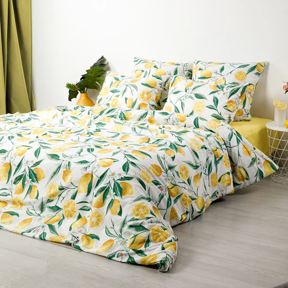 Фото 7 Комплект постельного белья Ночь Нежна Лимоны 70680-1+70648-4 Поплин 2 сп. Евро 70x70 см (2)