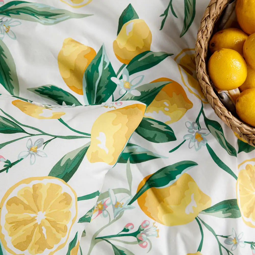Фото 4 Комплект постельного белья Ночь Нежна Лимоны 70680-1+70648-4 Поплин 2 сп. Евро 70x70 см (2)