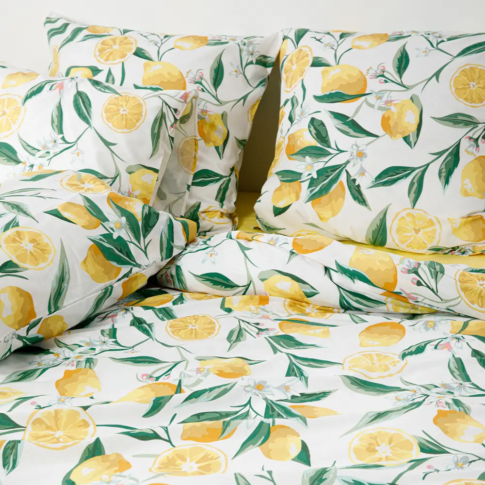Фото 6 Комплект постельного белья Ночь Нежна Лимоны 70680-1+70648-4 Поплин 2 сп. Евро 70x70 см (2)