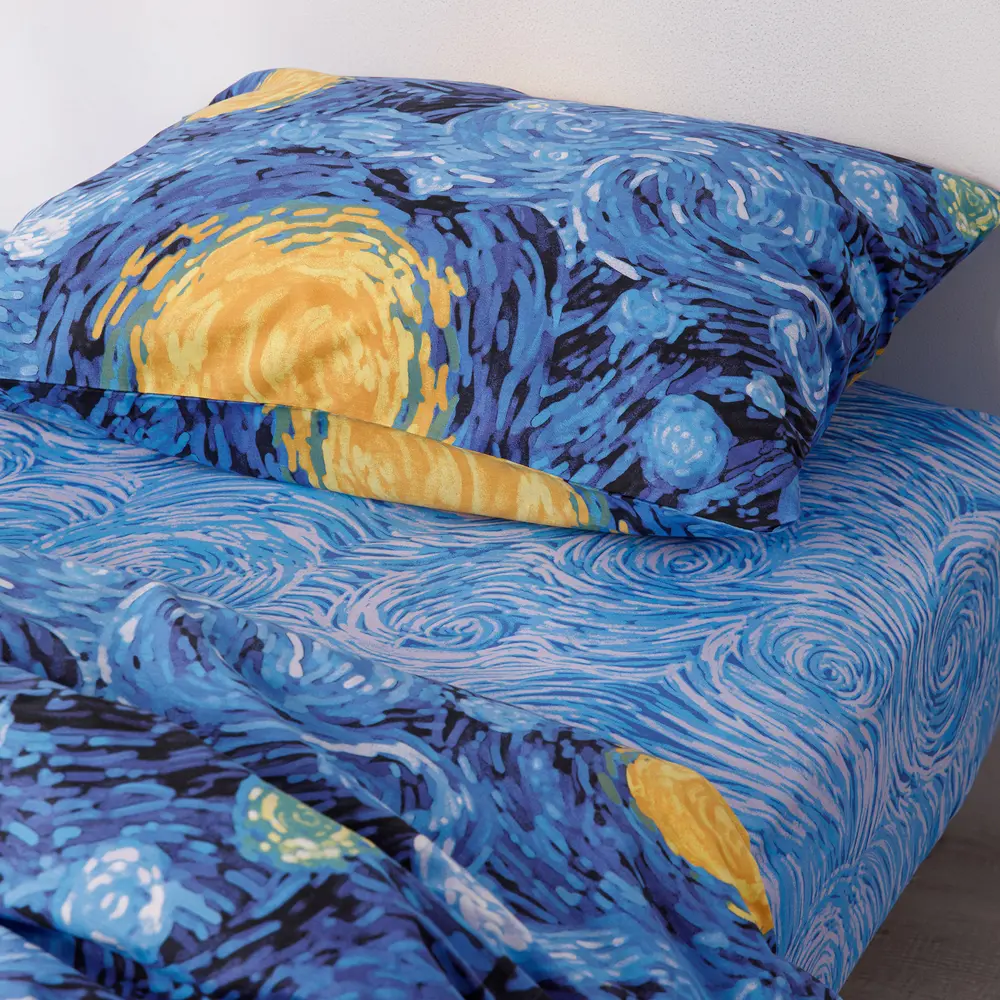 Фото 7 Комплект постельного белья Ночь Нежна Звездная ночь 70794-1+70795-1 Поплин 2 сп. Евро 50x70 см (2)