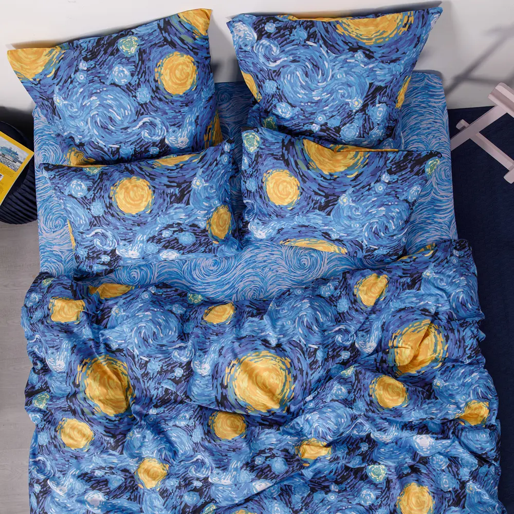Фото 6 Комплект постельного белья Ночь Нежна Звездная ночь 70794-1+70795-1 Поплин евро 70x70 см (2)