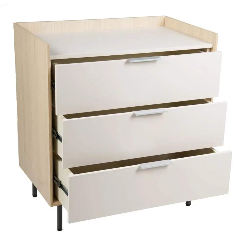 Фото 3 Комод R-Home Linea 80x87x50 см 3 ящика ЛДСП цвет бежевый Фото 3 Комод R-Home Linea 80x87x50 см 3 ящика ЛДСП цвет бежевый