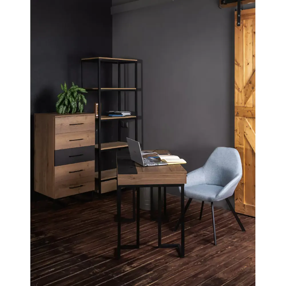Фото 8 Комод R-Home Loft 60x115x50 см 5 ящиков ЛДСП цвет дуб табак/графит Фото 8 Комод R-Home Loft 60x115x50 см 5 ящиков ЛДСП цвет дуб табак/графит