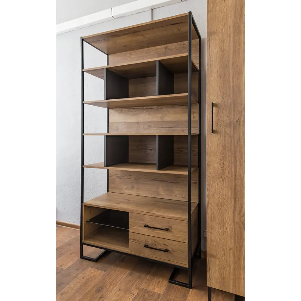 Фото 7 Стеллаж с полками R-home 100x200x45 см сталь цвет коричневый Фото 7 Стеллаж с полками R-home 100x200x45 см сталь цвет коричневый