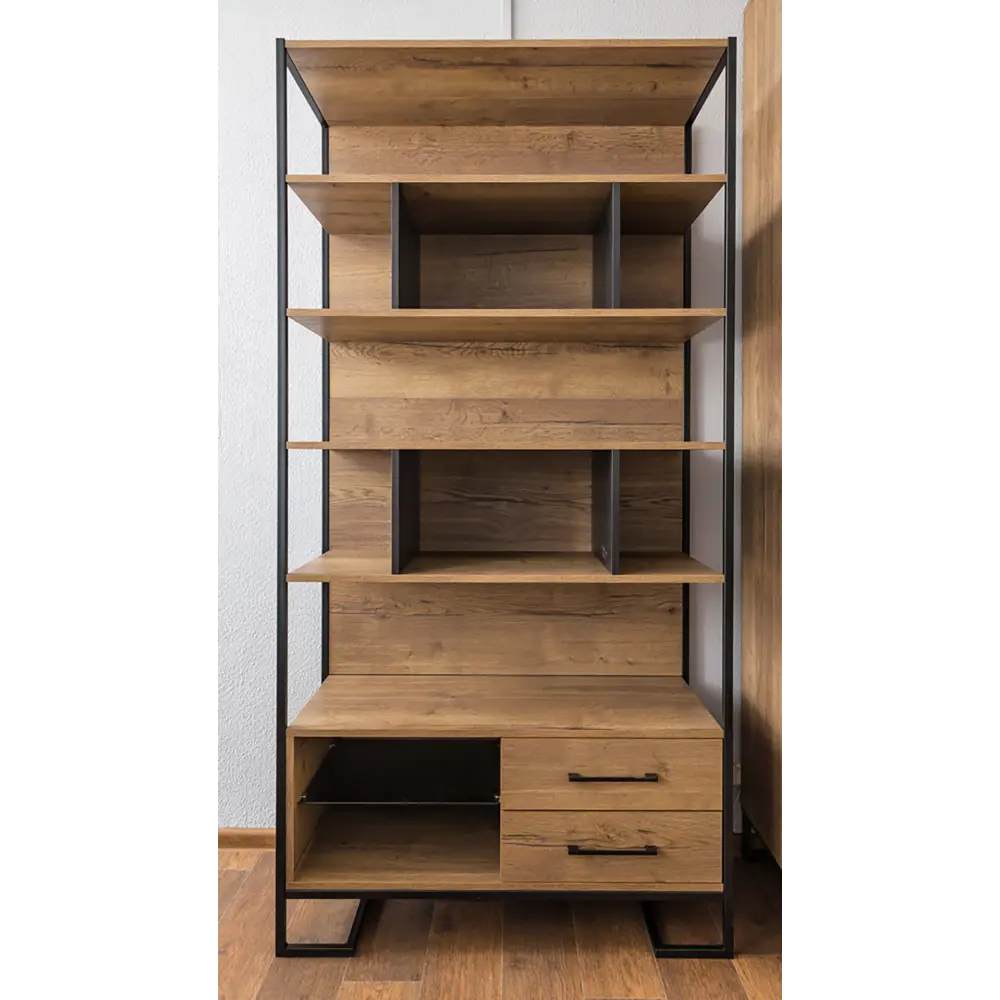 Фото 6 Стеллаж с полками R-home 100x200x45 см сталь цвет коричневый Фото 6 Стеллаж с полками R-home 100x200x45 см сталь цвет коричневый