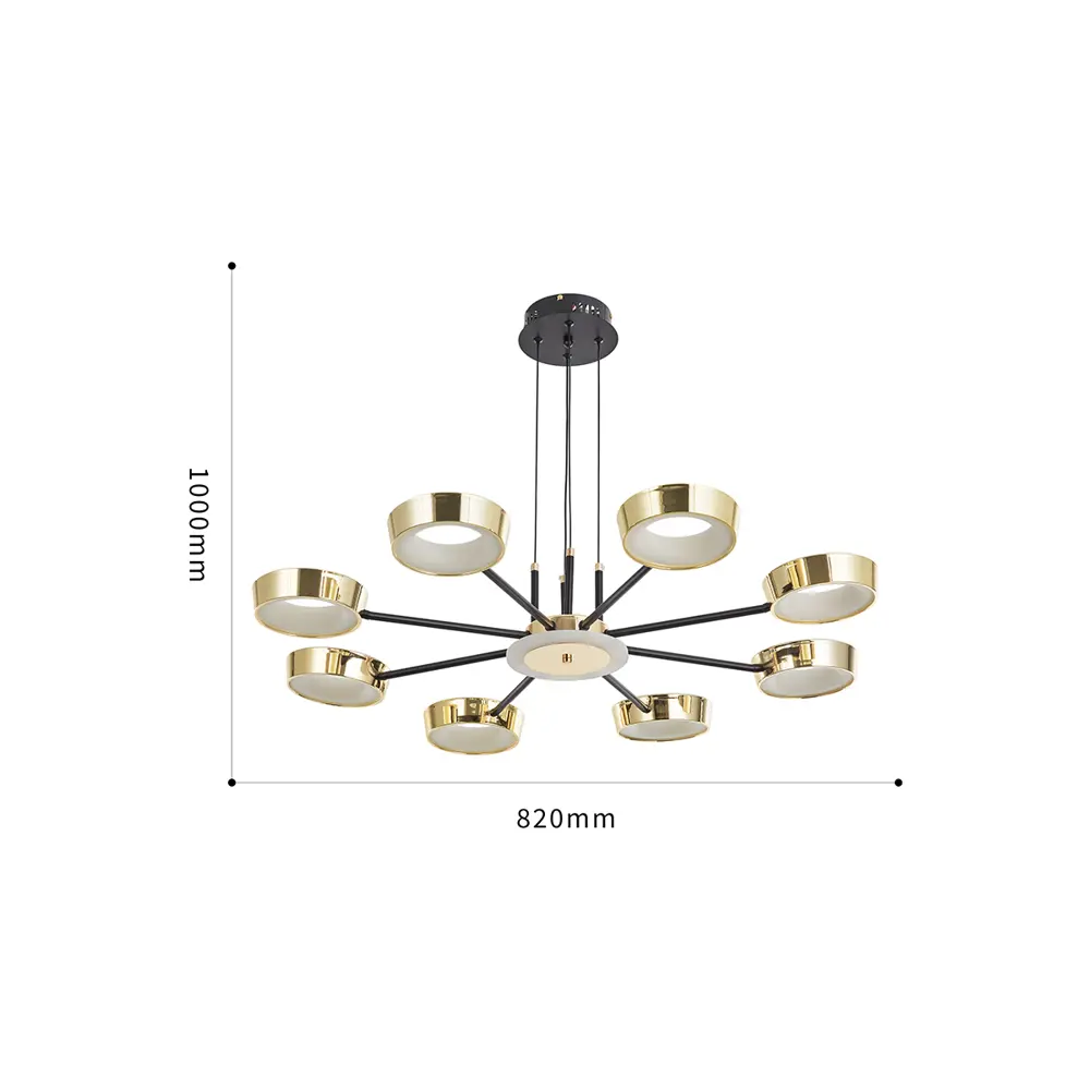 Фото 3 Люстра подвесная светодиодная Arte Perfetto Luce LED 3327.9701-8-820/1000/LED145W Bk/G 16 м² нейтральный белый свет цвет черный/золото Фото 3 Люстра подвесная светодиодная Arte Perfetto Luce LED 3327.9701-8-820/1000/LED145W Bk/G 16 м² нейтральный белый свет цвет черный/золото