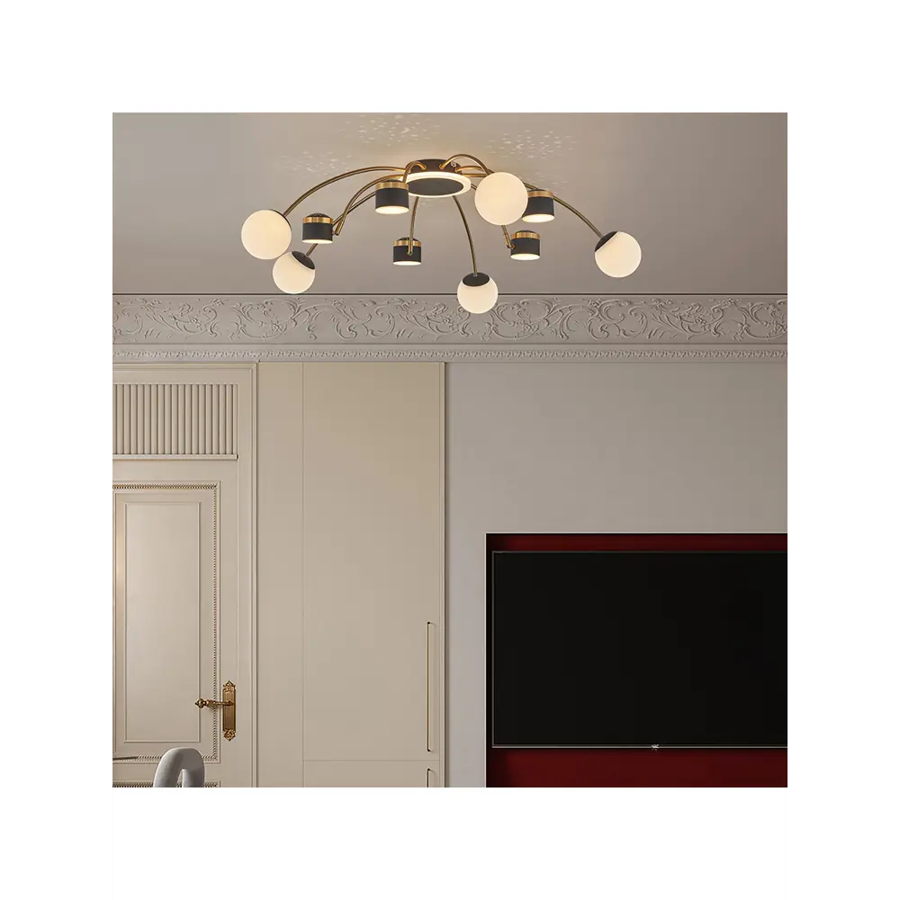 Фото 9 Люстра потолочная светодиодная Arte Perfetto Luce LED 3327.402-10-1100/H280/LED156W Bk/G 20 м² нейтральный белый свет цвет черный/золото Фото 9 Люстра потолочная светодиодная Arte Perfetto Luce LED 3327.402-10-1100/H280/LED156W Bk/G 20 м² нейтральный белый свет цвет черный/золото