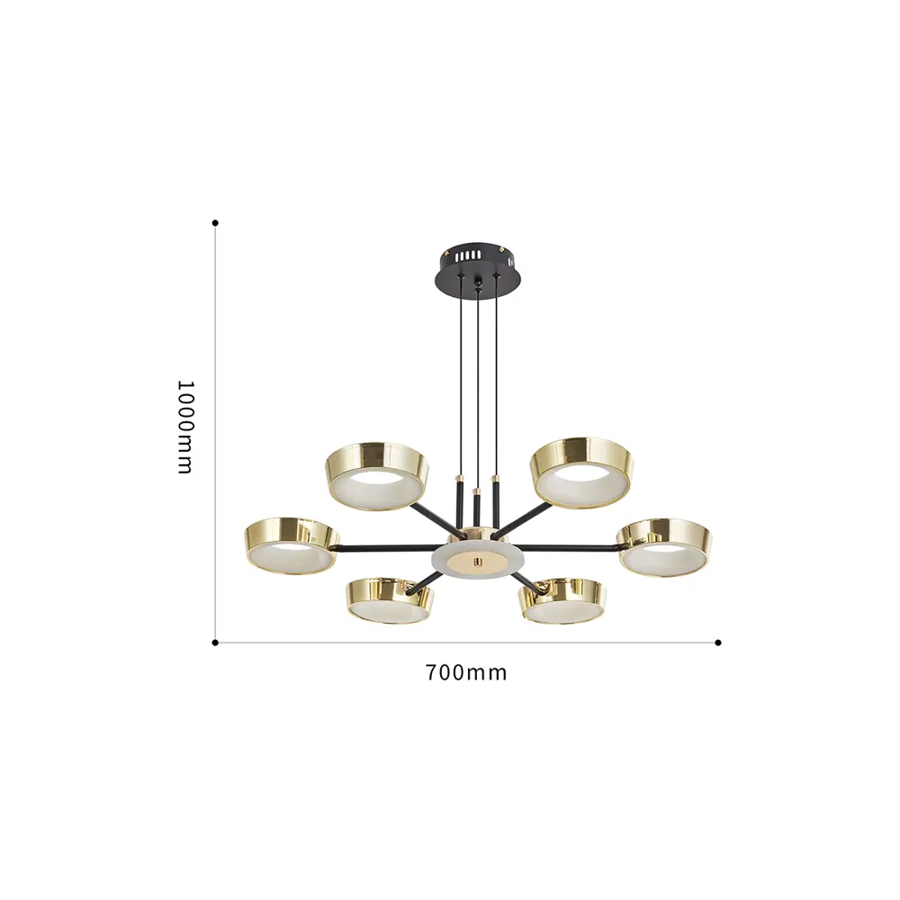 Фото 3 Люстра подвесная светодиодная Arte Perfetto Luce LED 3327.9701-6-700/1000/LED108W Bk/G 12 м² нейтральный белый свет цвет черный/золото Фото 3 Люстра подвесная светодиодная Arte Perfetto Luce LED 3327.9701-6-700/1000/LED108W Bk/G 12 м² нейтральный белый свет цвет черный/золото