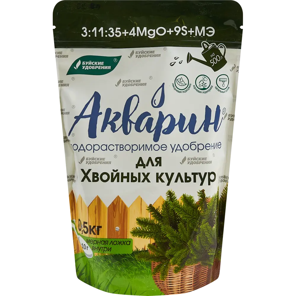 Фото Удобрение Буйские удобрения Акварин Для хвойных культур 0.5 кг Фото Удобрение Буйские удобрения Акварин Для хвойных культур 0.5 кг