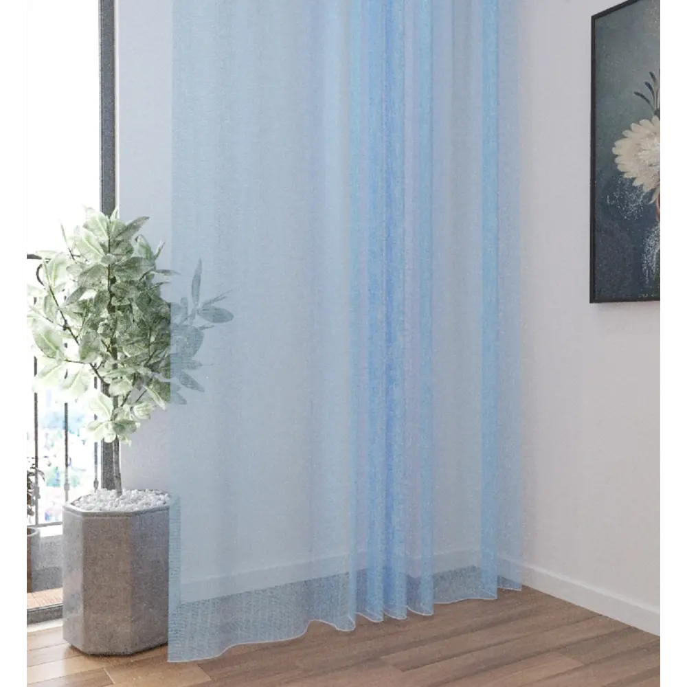 Фото Тюль на шторной ленте Милли 400x270 см цвет голубой Фото Тюль на шторной ленте Милли 400x270 см цвет голубой