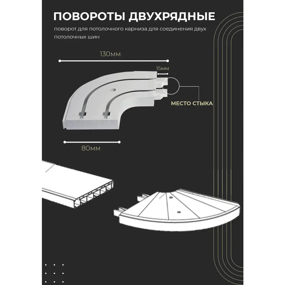 Фото 9 Карниз шинный двухрядный из ПВХ цельный ПоставщикоФФ дизайн 20 общая длина 125 см Фото 9 Карниз шинный двухрядный из ПВХ цельный ПоставщикоФФ дизайн 20 общая длина 125 см