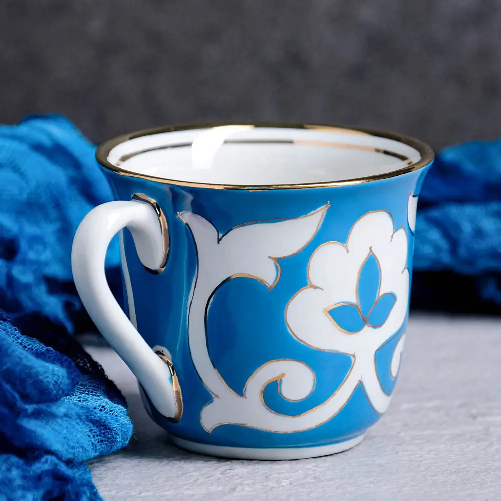 Фото 3 Кружка 220 мл Шафран фарфор цвет голубой 7486688