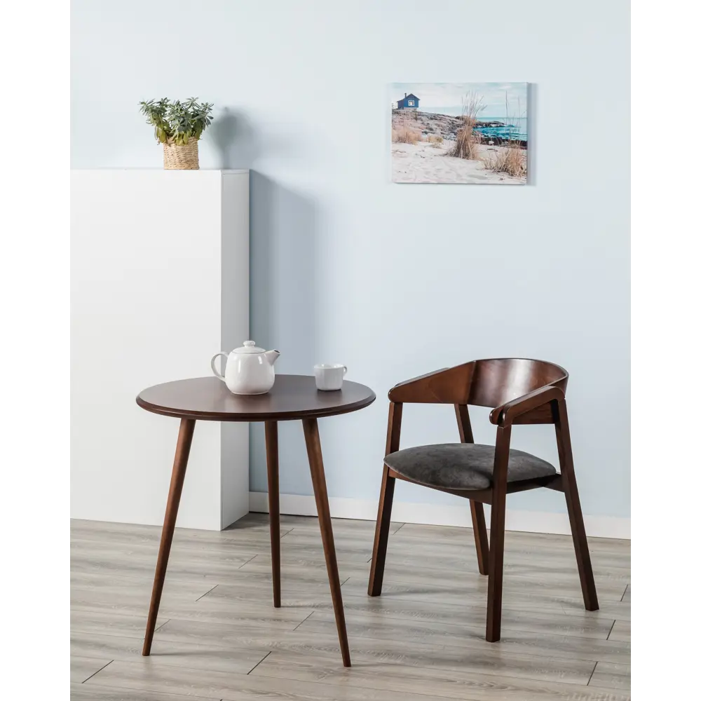 Фото 8 Кухонный стул R-Home Dalia noce 59.5x77x50 см микровелюр цвет серый