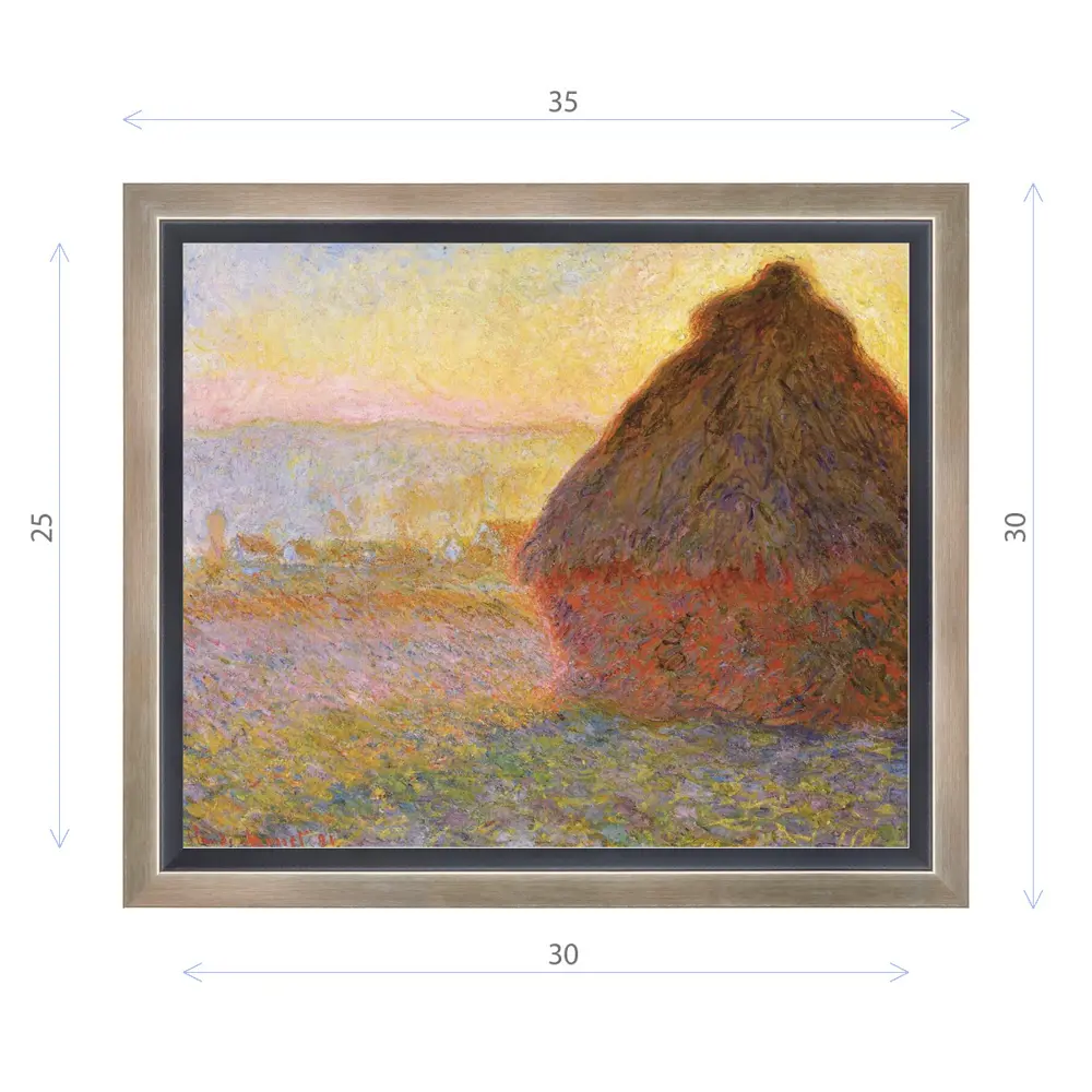 Фото Картина Клода Моне "Стог сена на закате" матовый холст в раме 30x35 см Фото Картина Клода Моне "Стог сена на закате" матовый холст в раме 30x35 см