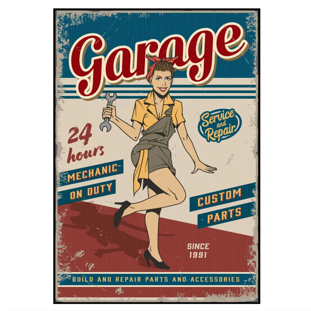 Фото 2 Постер 28 картин "Ретро девушка гараж" 50x40 см в тубусе без рамы Фото 2 Постер 28 картин "Ретро девушка гараж" 50x40 см в тубусе без рамы