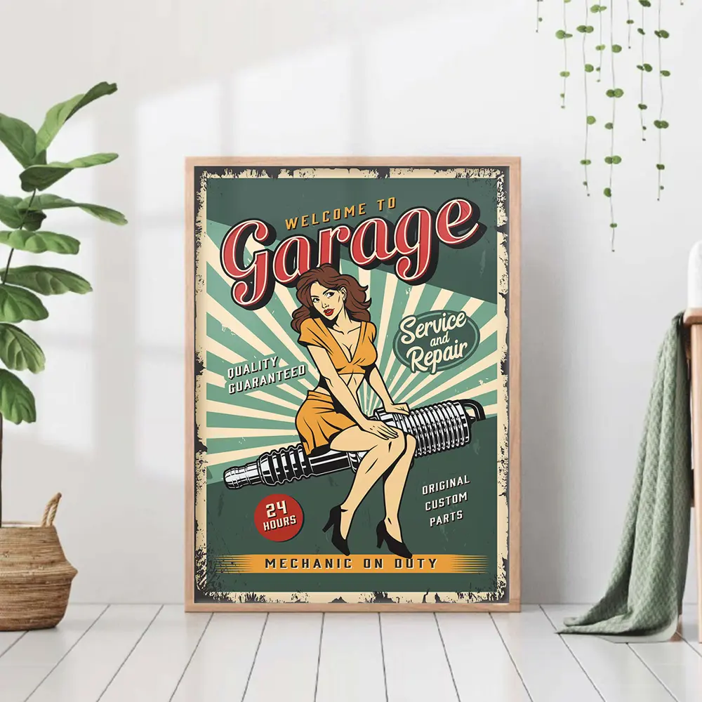 Фото Постер 28 картин "Ретро девушка гараж рисунок" 70x50 см в тубусе без рамы Фото Постер 28 картин "Ретро девушка гараж рисунок" 70x50 см в тубусе без рамы