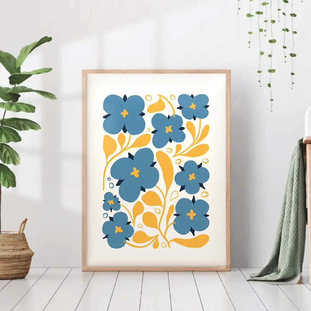 Фото Постер 28 картин "Абстракция голубые цветы" 50x40 см в тубусе без рамы Фото Постер 28 картин "Абстракция голубые цветы" 50x40 см в тубусе без рамы