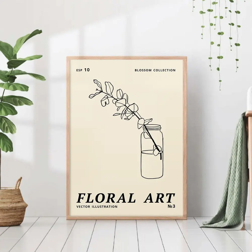 Фото Постер 28 картин "Ветка растения в бутылке" 70x50 см в тубусе без рамы