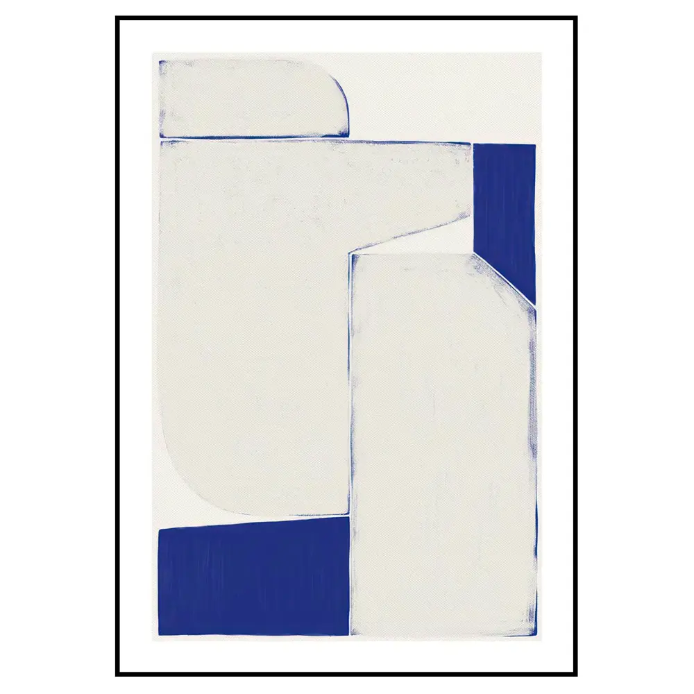 Фото 2 Постер 28 картин "Абстракция синие фрагменты на бежевом" 70x50 см в тубусе без рамы