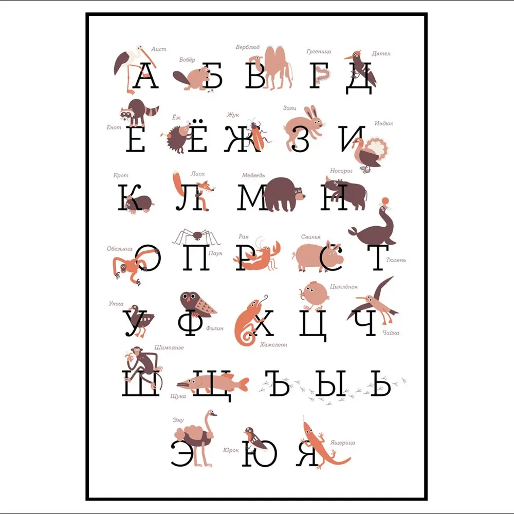 Фото 2 Постер 28 картин "Алфавит с животными" 70x50 см, в тубусе без рамы Фото 2 Постер 28 картин "Алфавит с животными" 70x50 см, в тубусе без рамы