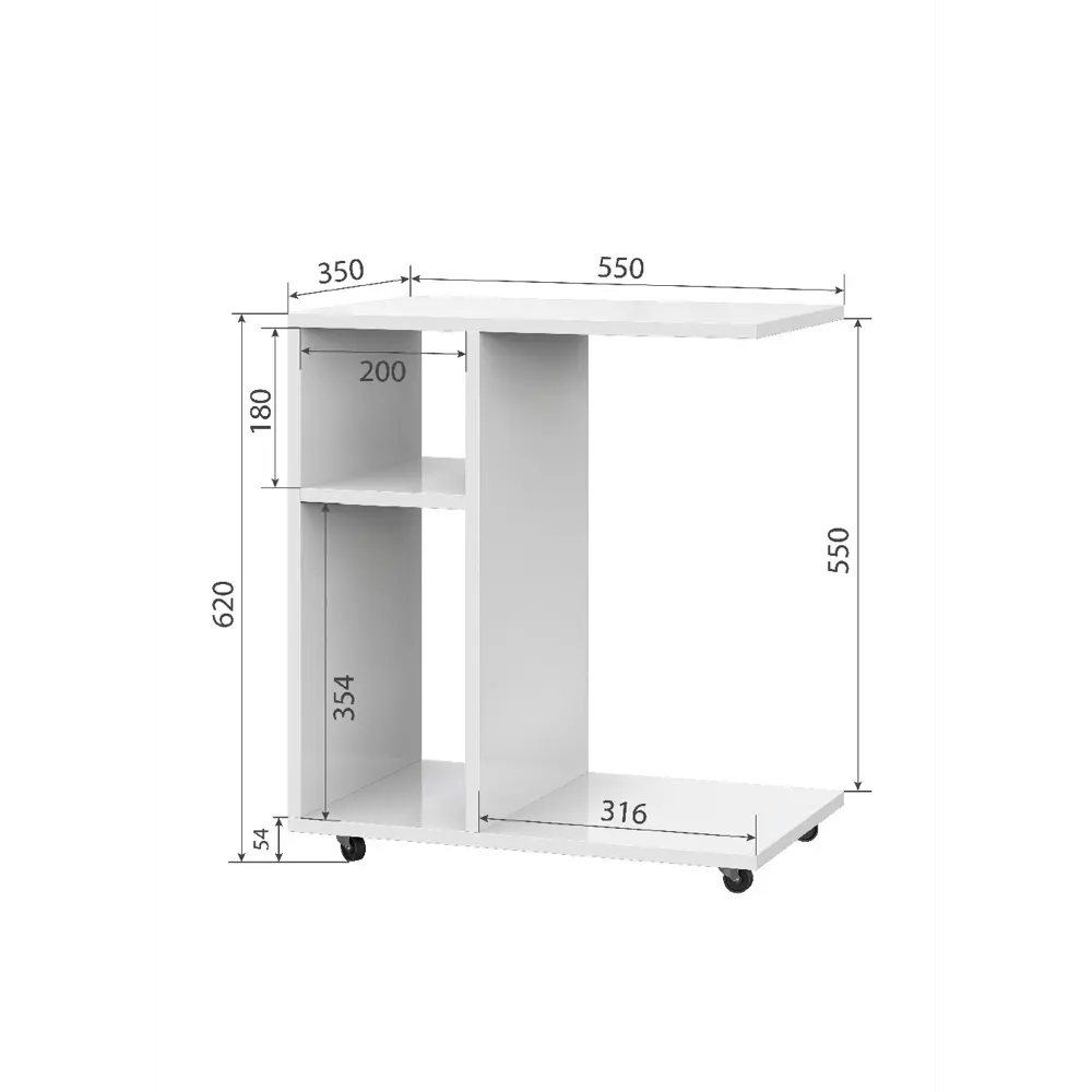 Фото 3 Журнальный столик прямоугольный Nn-мебель 35x55x62 см Белый глянец