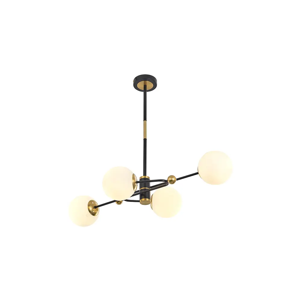 Фото 6 Люстра на штанге ARTE PERFETTO LUCE 3327.154-8072-4-D840/630/E27-4 Bk/G 4 лампы 8 м² цвет черный/золото