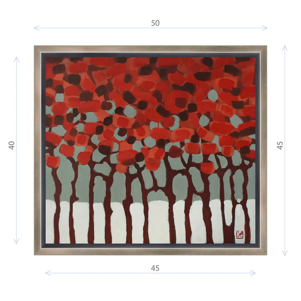 Фото Картина Константина Малютина "Первый снег" матовый холст в раме 45x50 см