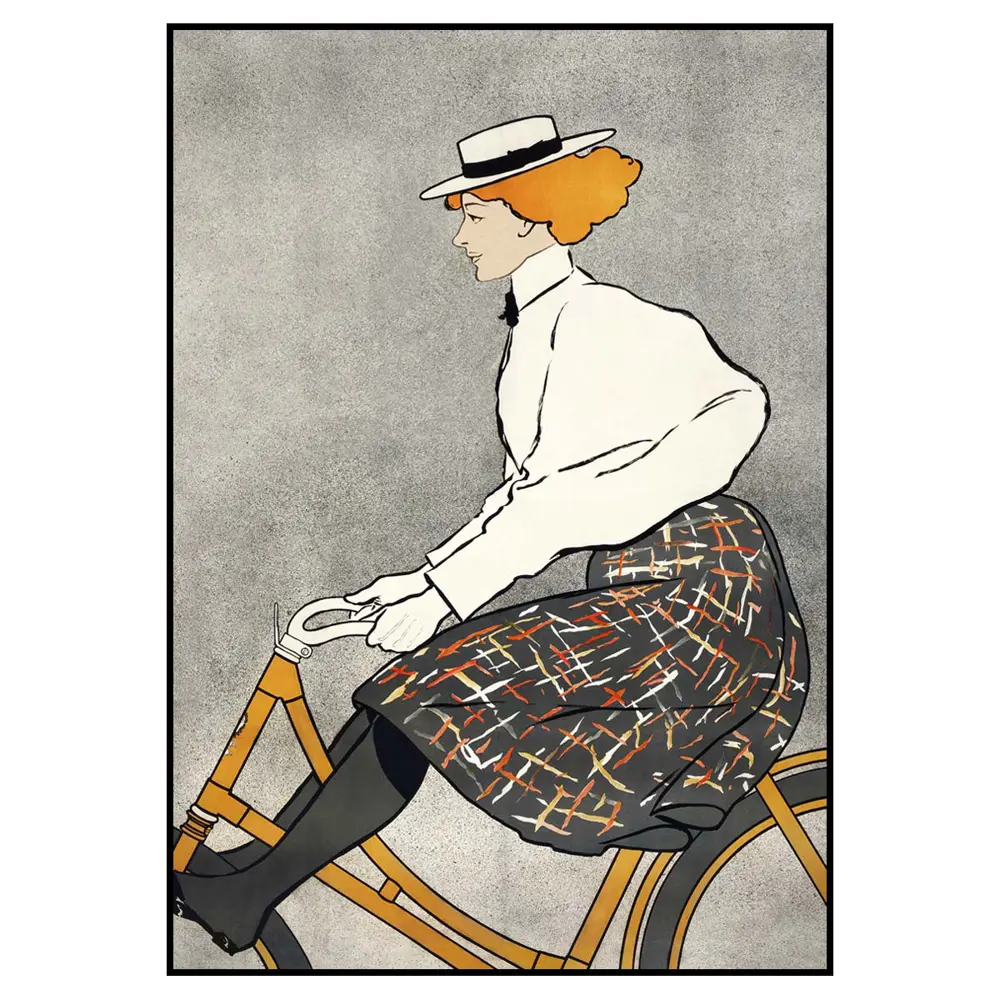 Фото 2 Постер 28 картин "Женщина на велосипеде ретро иллюстрация" 70x50 см, в тубусе без рамы