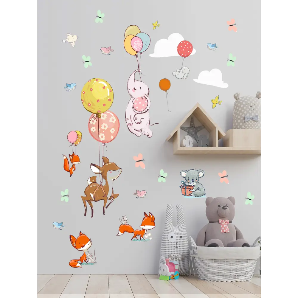 Фото 2 Интерьерные наклейки Verol "Животные на воздушных шариках" Н0054