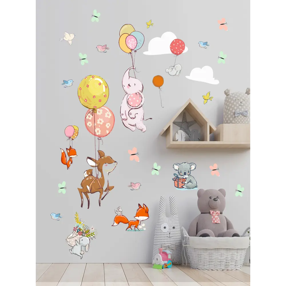 Фото 3 Интерьерные наклейки Verol "Животные на воздушных шариках" Н0054