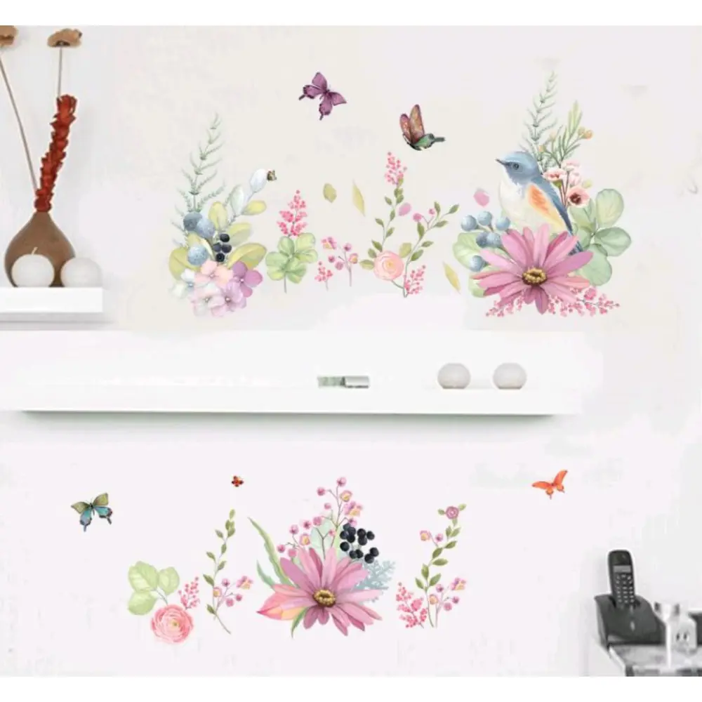 Фото Наклейка интерьерная "Герберы и птички" 60x90 см