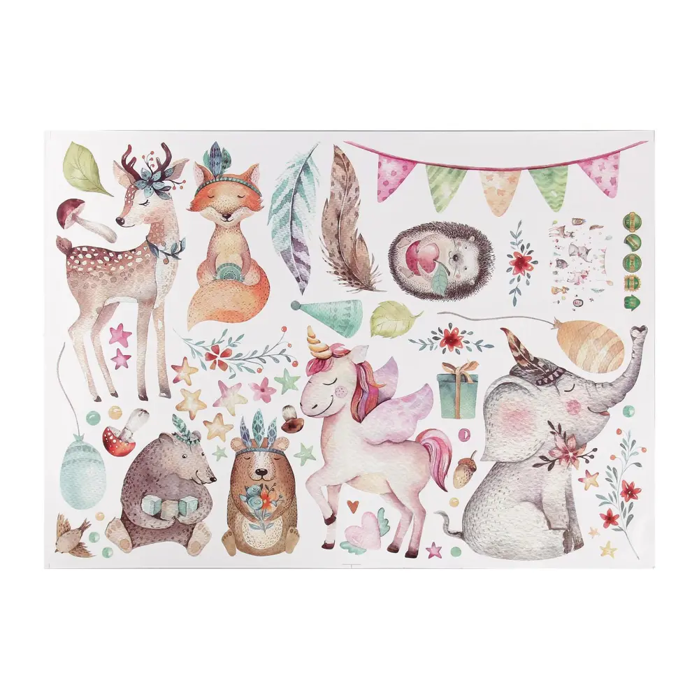 Фото 2 Наклейка интерьерная "Зверята" 50x70 см