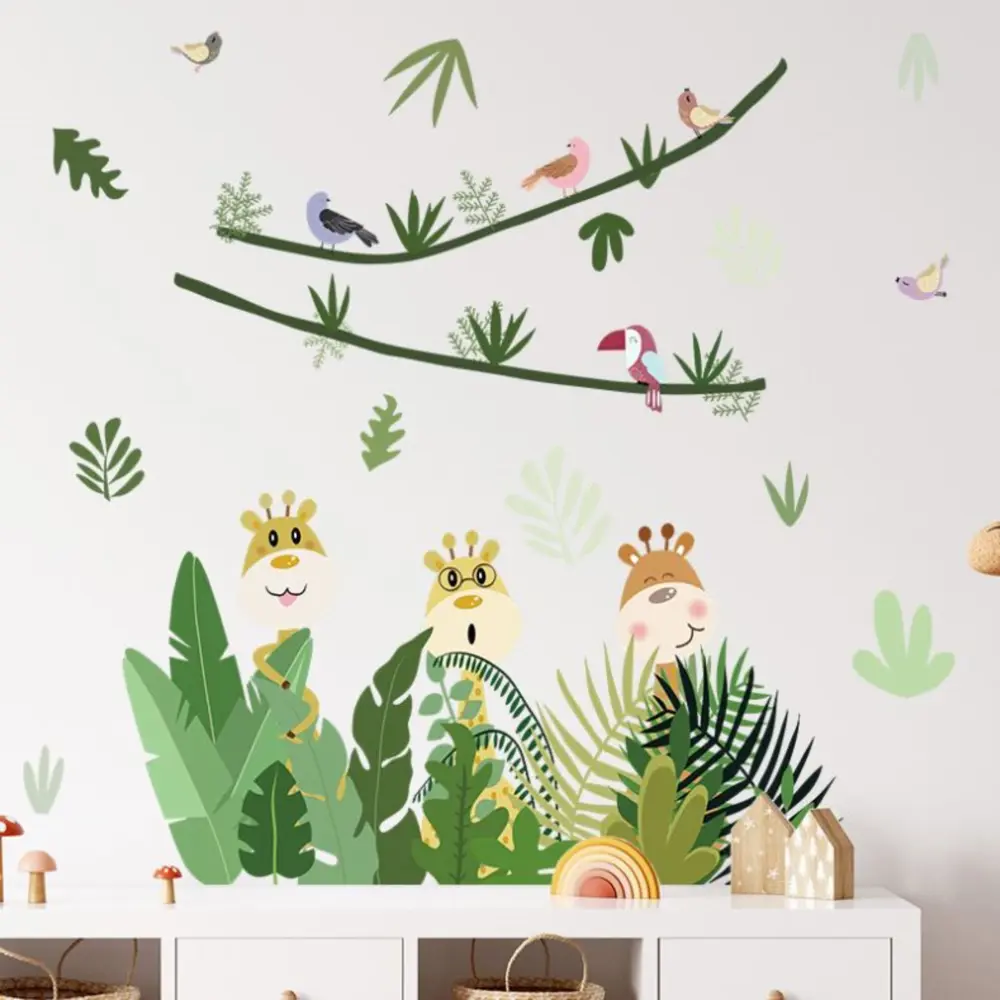 Фото Наклейка интерьерная цветная "Жирафы в засаде" набор 2 листа 30x90 см