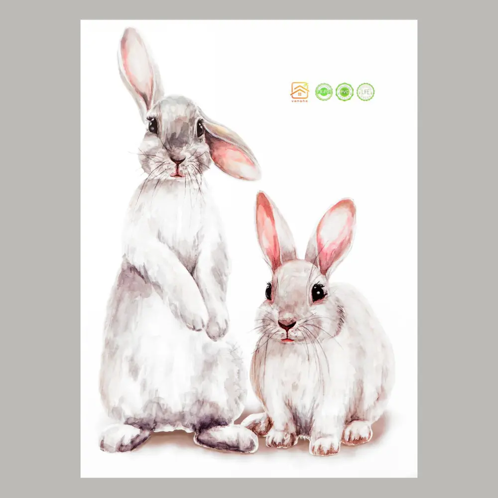 Фото 2 Наклейка интерьерная цветная "Серые зайчики" 30x40 см