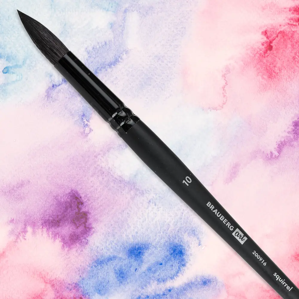 Фото 6 Кисть художественная для рисования профессиональная из натурального ворса Brauberg Art Classic белка круглая № 10 короткая ручка 200916 Фото 6 Кисть художественная для рисования профессиональная из натурального ворса Brauberg Art Classic белка круглая № 10 короткая ручка 200916