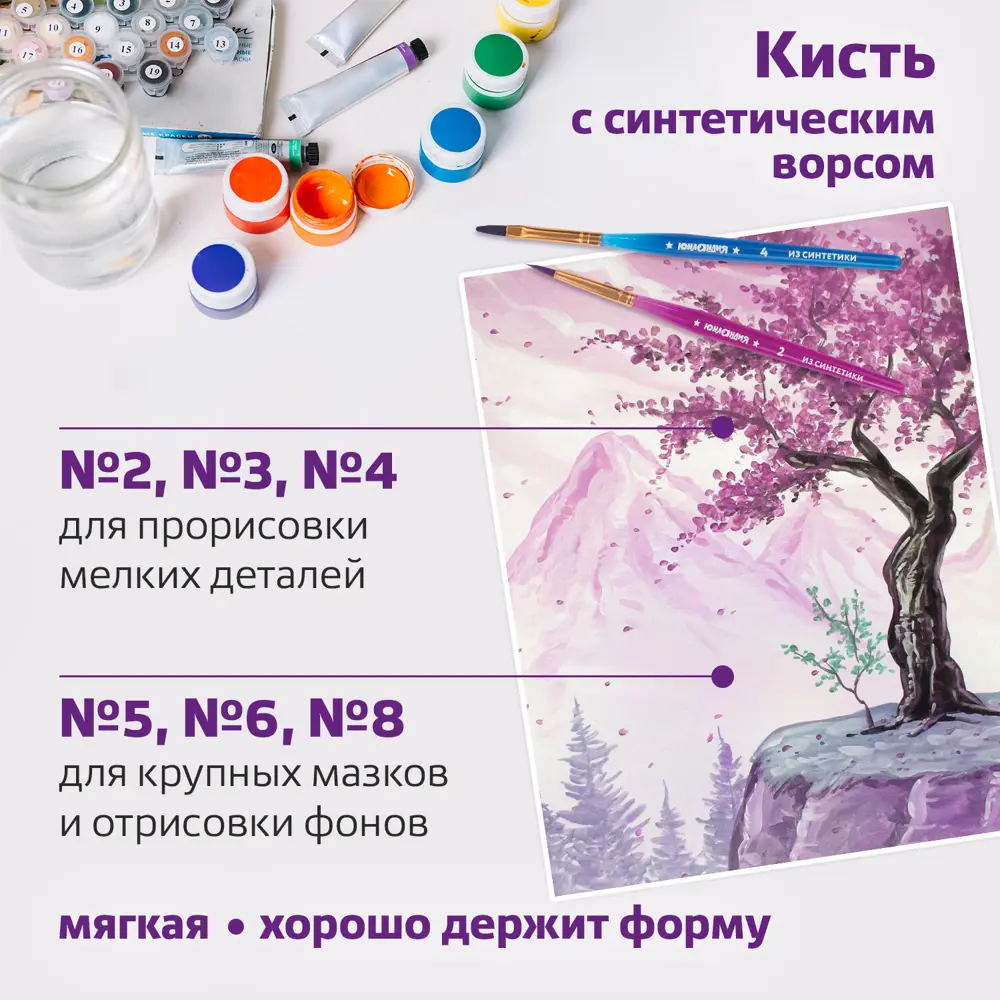 Фото 18 Кисти/кисточки для акварели гуаши для рисования Юнландия набор 6 штук (СИНТЕТИКА: круглые № 2 3; плоские № 4 5 6 8) 200890 Фото 18 Кисти/кисточки для акварели гуаши для рисования Юнландия набор 6 штук (СИНТЕТИКА: круглые № 2 3; плоские № 4 5 6 8) 200890