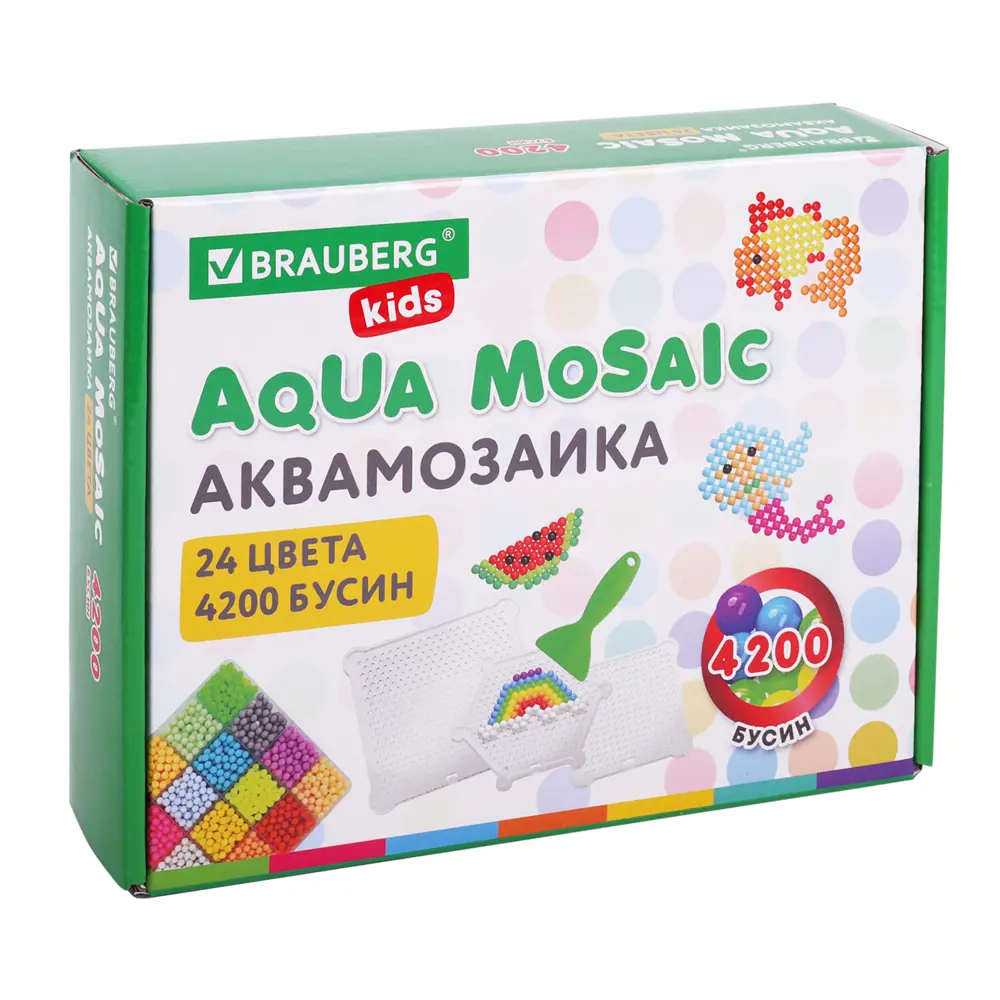 Фото Аквамозаика Aqua Pixels 24 цвета 4200 бусин, с трафаретами, инструментами и аксессуарами, Brauberg 664916 Фото Аквамозаика Aqua Pixels 24 цвета 4200 бусин, с трафаретами, инструментами и аксессуарами, Brauberg 664916