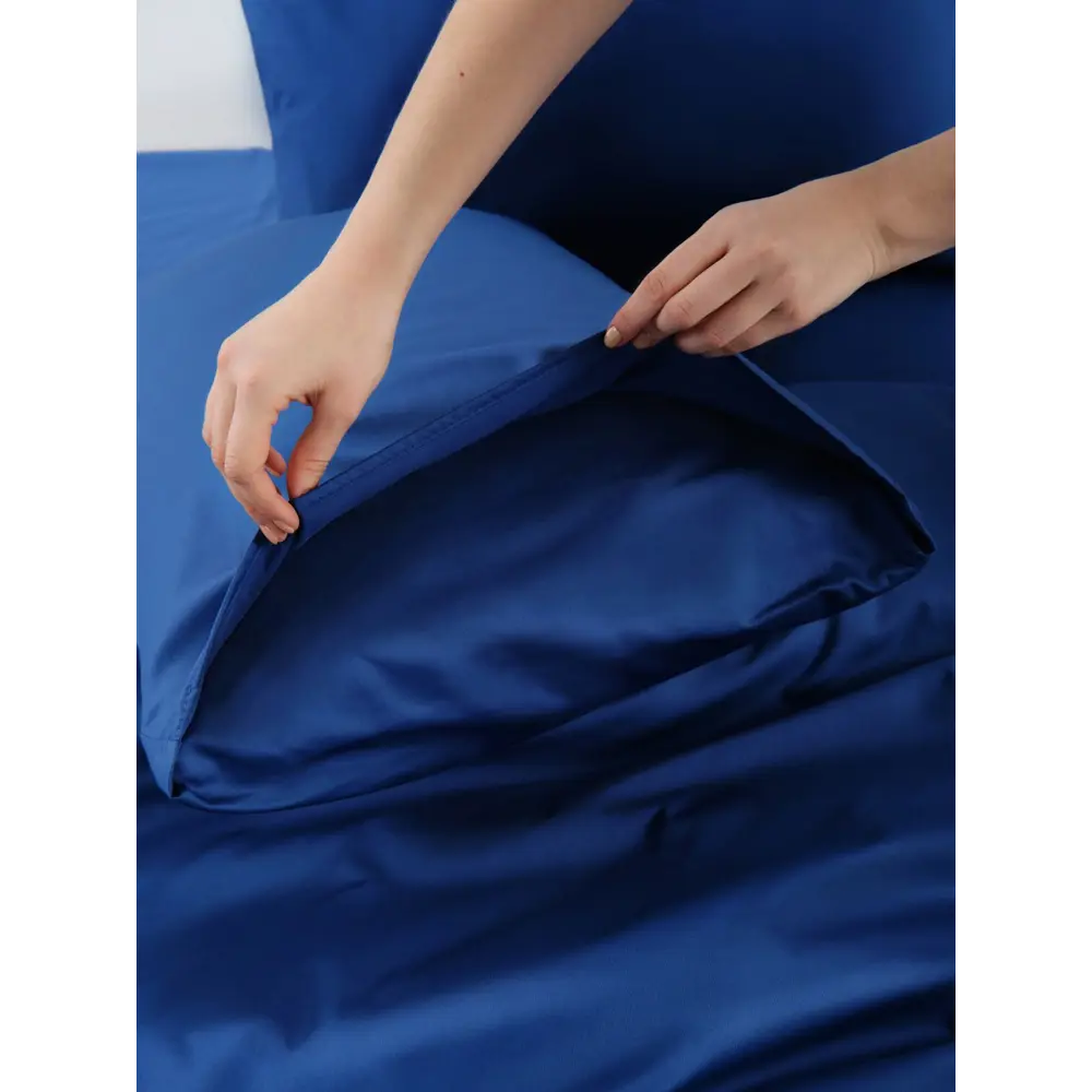 Фото 3 Комплект постельного белья GoodNight Сатин Делюкс двуспальный с евро (с нав. 50x70) хлопок цвет синий Фото 3 Комплект постельного белья GoodNight Сатин Делюкс двуспальный с евро (с нав. 50x70) хлопок цвет синий