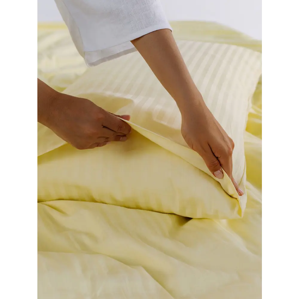 Фото 3 Комплект постельного белья GoodNight Страйп-сатин дуэт (с нав. 50x70) хлопок цвет шампань Фото 3 Комплект постельного белья GoodNight Страйп-сатин дуэт (с нав. 50x70) хлопок цвет шампань