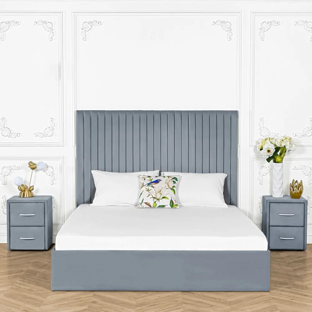Фото Кровать Dg-Home 160x200 см ЛДСП цвет серо-голубой Фото Кровать Dg-Home 160x200 см ЛДСП цвет серо-голубой