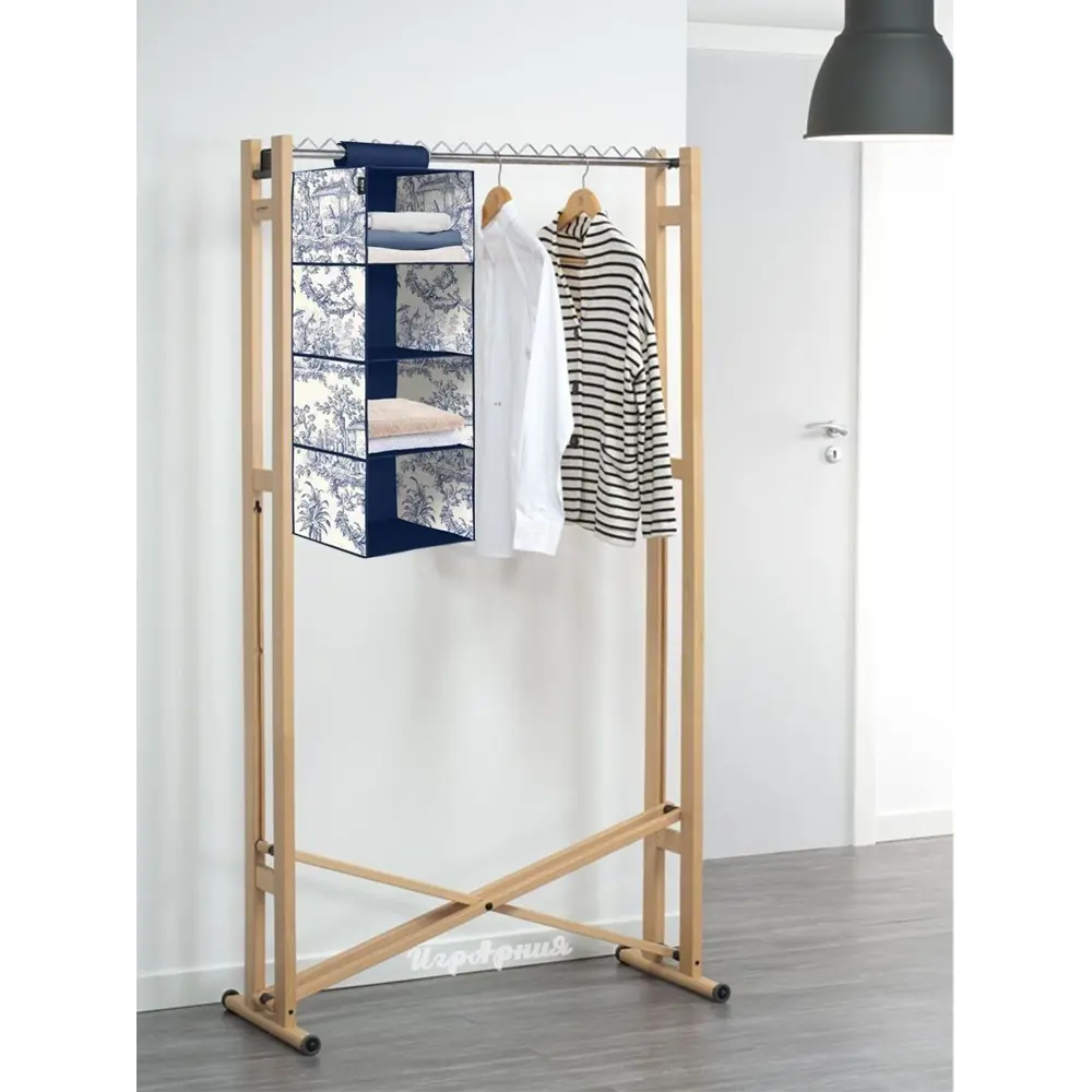 Фото 2 Подвесной органайзер Nika КФ1/ДЖ 30x84x30 см спанбонд 4 полки цвет синий Фото 2 Подвесной органайзер Nika КФ1/ДЖ 30x84x30 см спанбонд 4 полки цвет синий