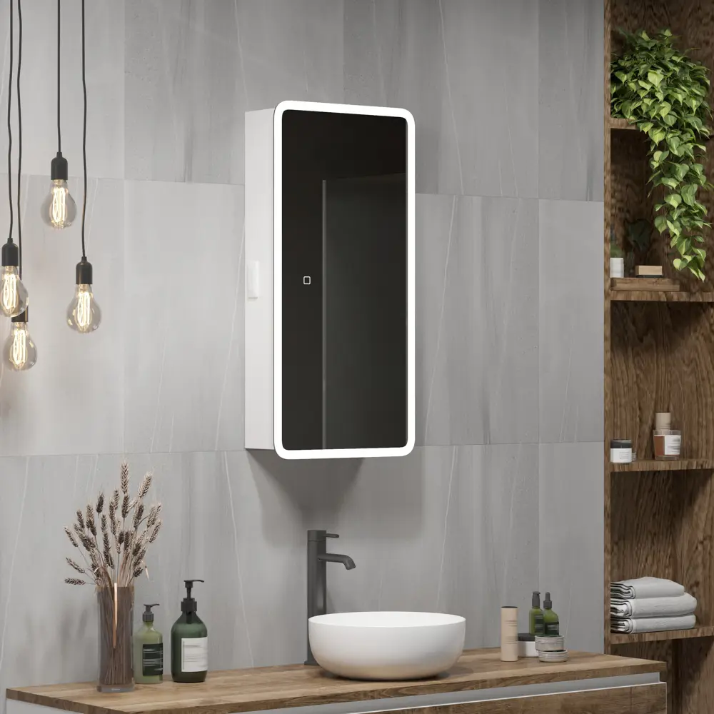 Фото 8 Шкаф зеркальный подвесной Flash с LED-подсветкой 40x80 см цвет белый Фото 8 Шкаф зеркальный подвесной Flash с LED-подсветкой 40x80 см цвет белый