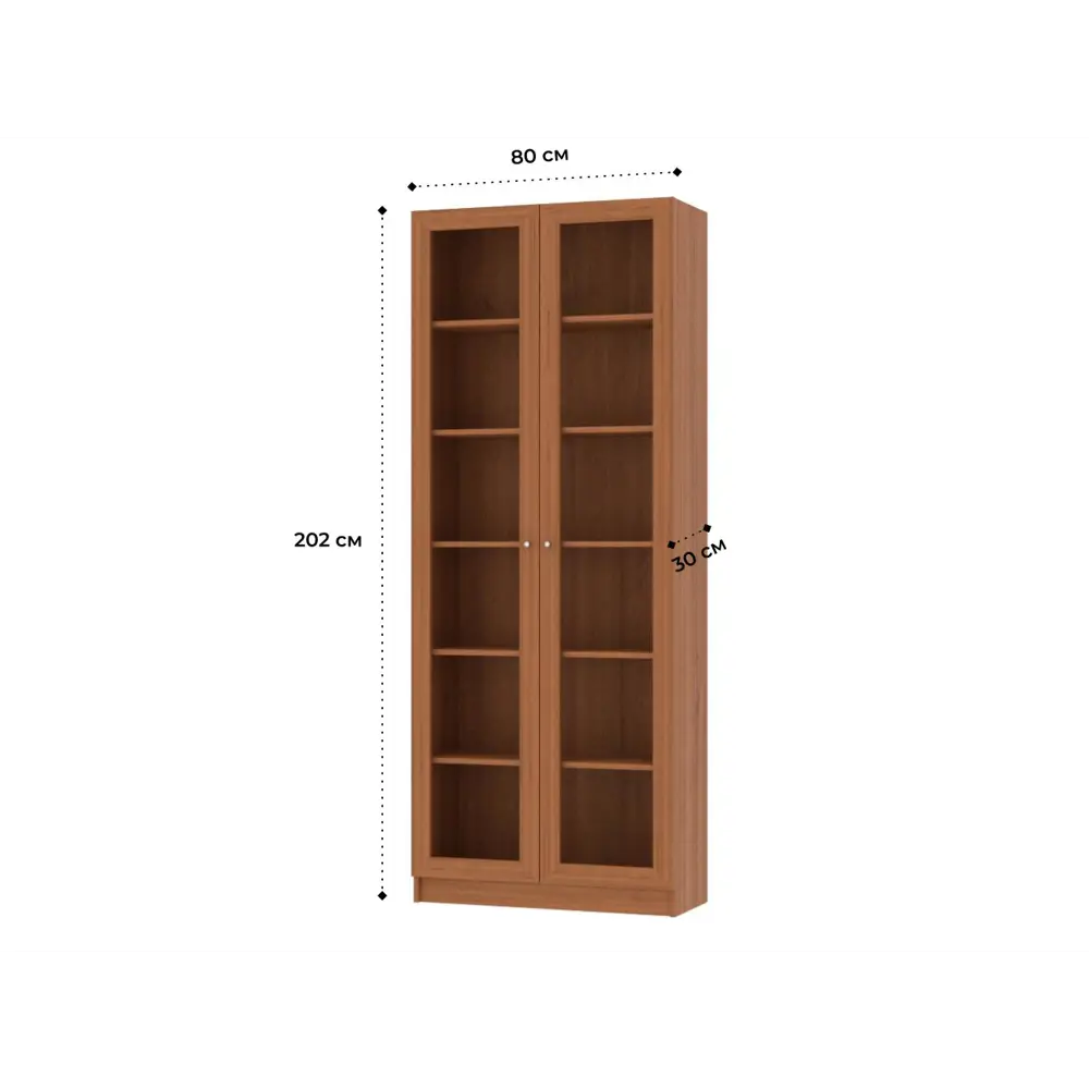 Фото 2 Книжный шкаф-стеллаж Adeta Билли 336 walnut guarneri 80x202x30 см ЛДСП цвет коричневый