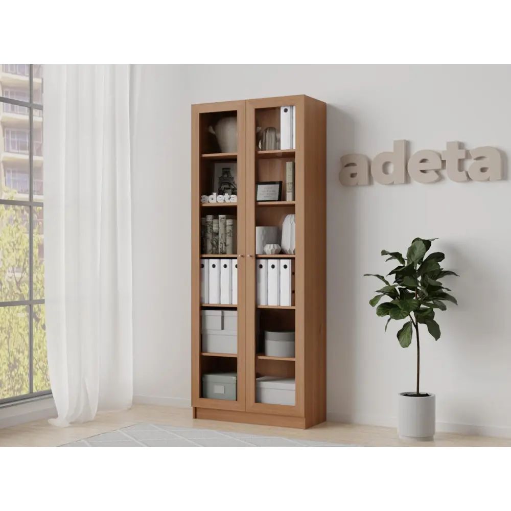 Фото Книжный шкаф-стеллаж Adeta Билли 336 walnut guarneri 80x202x30 см ЛДСП цвет коричневый