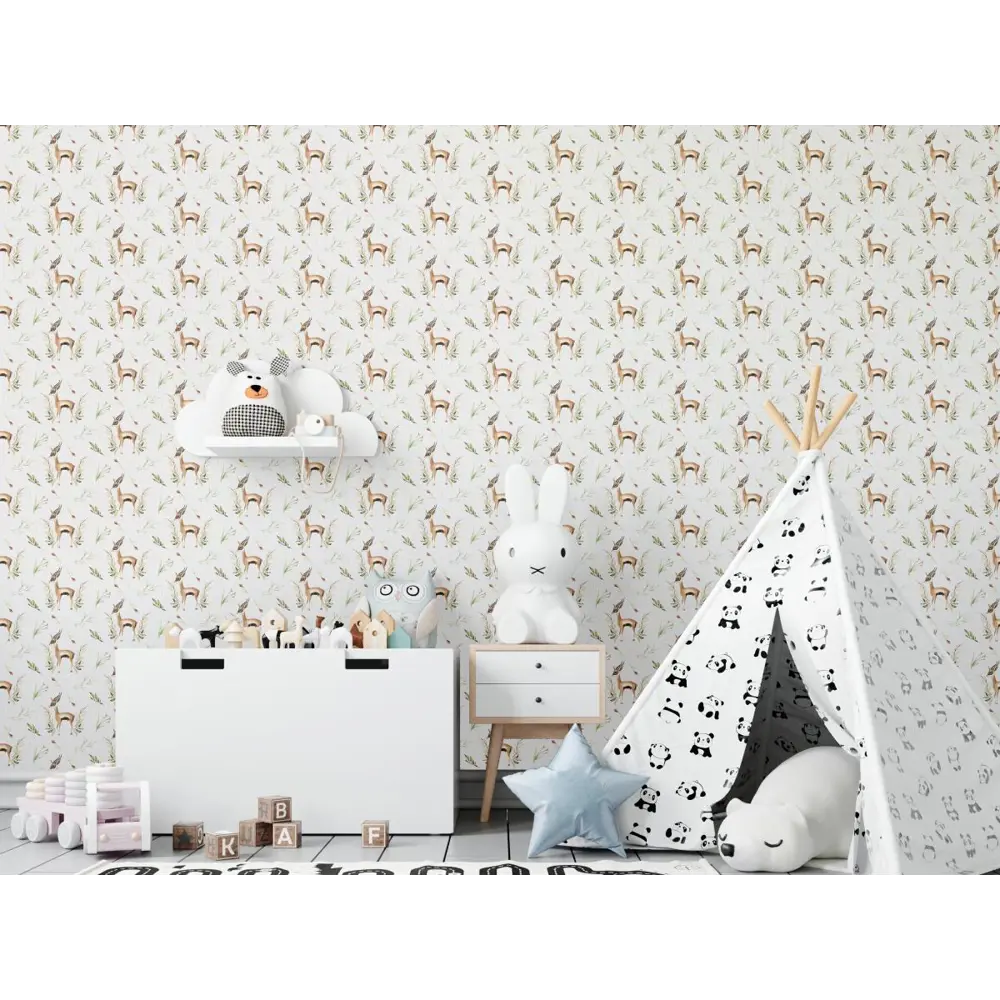 Фото 2 Обои флизелиновые Decoracion Изящная антилопа 1 м светло-серые 7103803-vinil-280x100x4