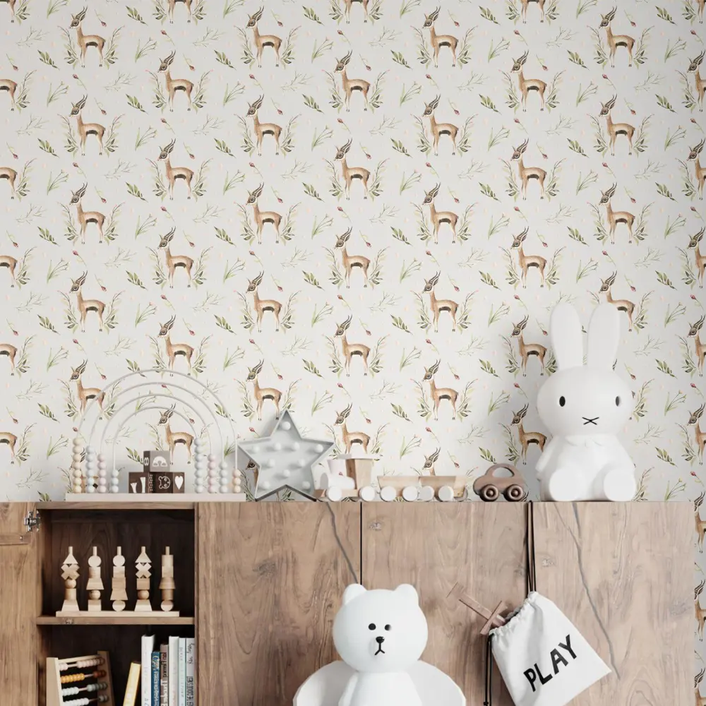 Фото Обои флизелиновые Decoracion Изящная антилопа 1 м светло-серые 7103803-vinil-280x100x4