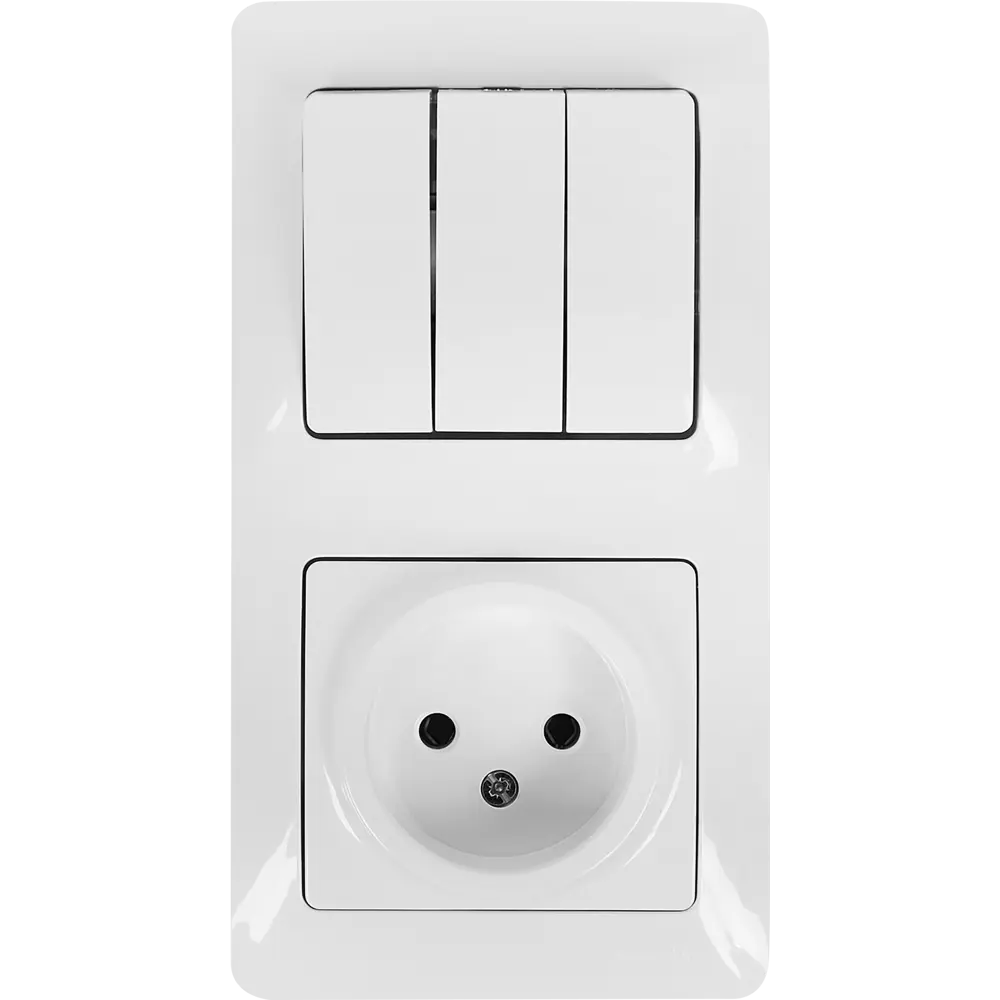 Фото Розетка с выключателем Systeme Electric Glossa 3 клавиши цвет белый Фото Розетка с выключателем Systeme Electric Glossa 3 клавиши цвет белый